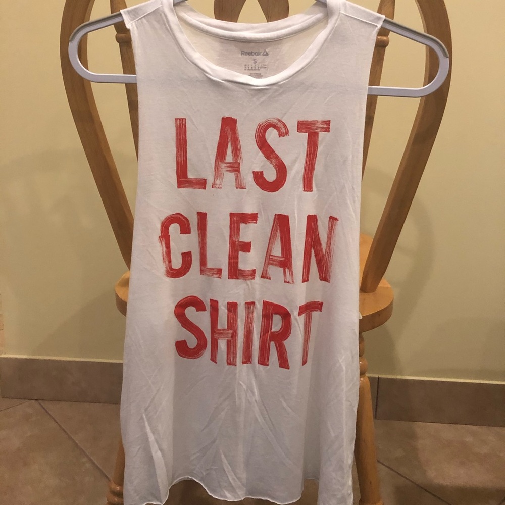 Reebok White Muscle Tee with Red Print